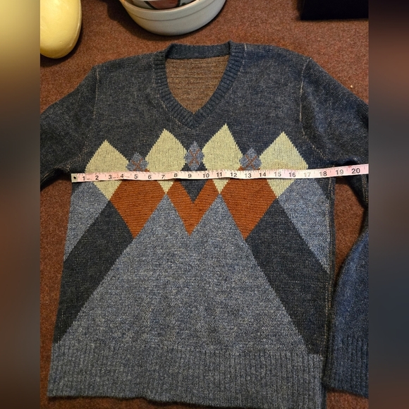 Womens argyle sweater wool mohair blend - Picture 5 of 6